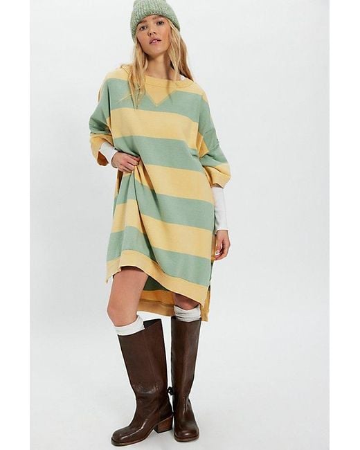Free People Yellow Out Here Striped Maxi Sweatshirt