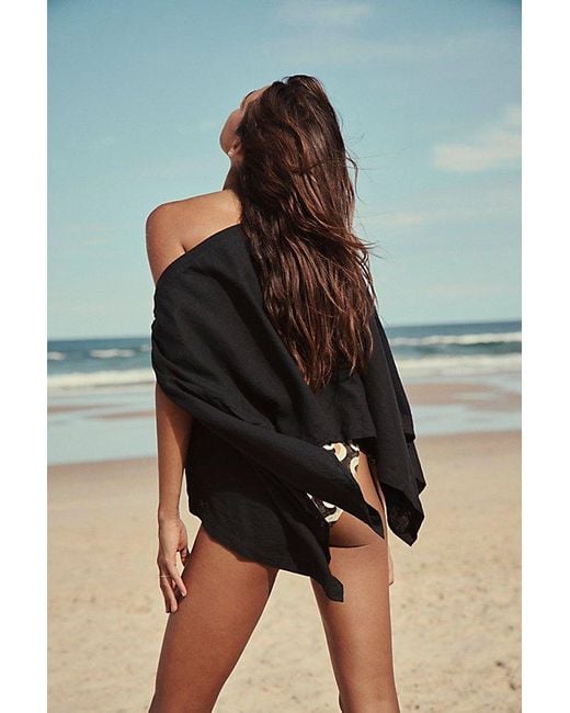 free-est Black Coralyn Convertible Linen Cape Top By