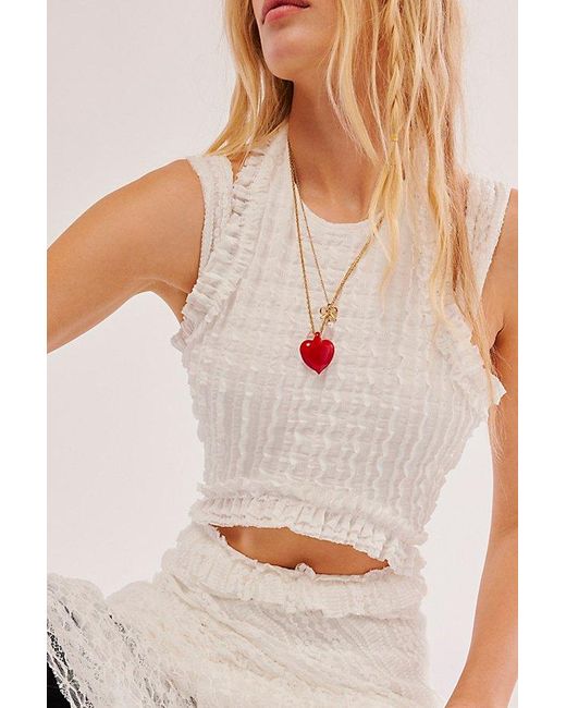 Free People White Half Past Nine Gold Plated Necklace