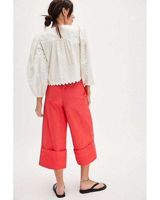 Free People Red Lula Cuff Pants