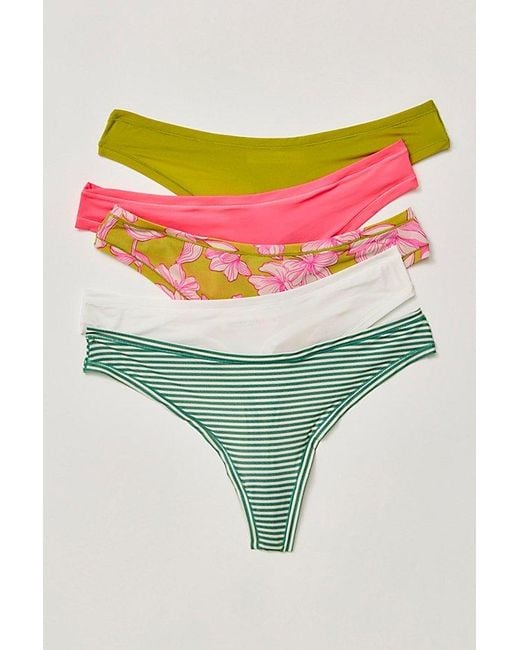 Free People Green Charlie Microfiber Thong 5-Pack