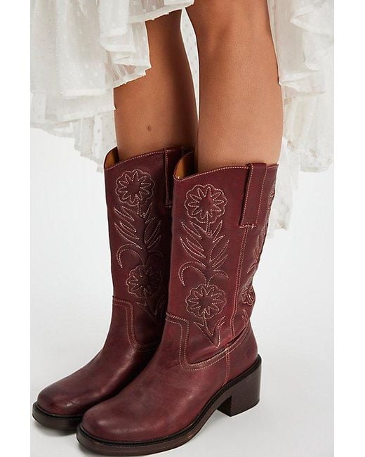 Frye White For Fp Kate Deco Stitch Boots