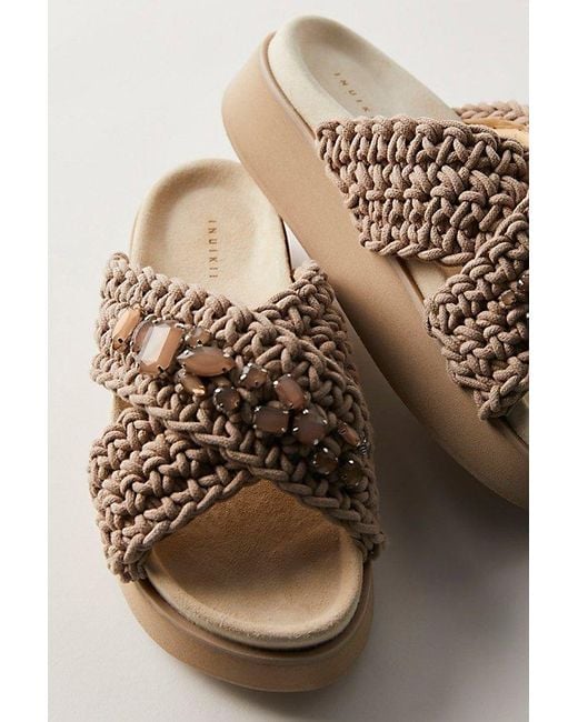Inuikii Natural Cleo Woven Platform Sandals By