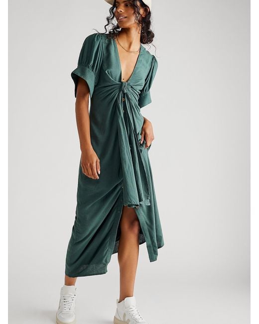 Free People Vintage Summer Midi Dress in Black Forest (Green) | Lyst
