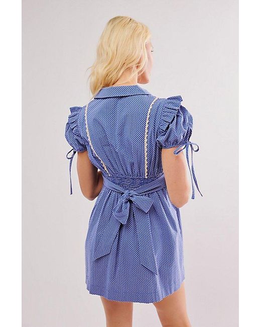 Free People Blue Dottie Mini Dress