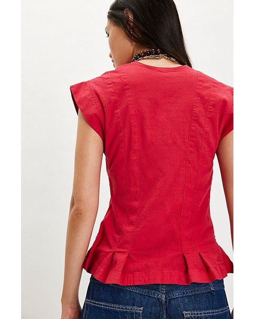 Free People Red Dylan Vest Jacket