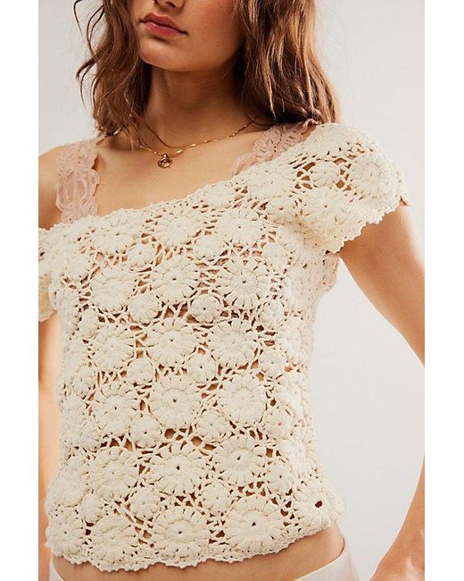 Free People Natural We The Free Alicia Crochet Sweater