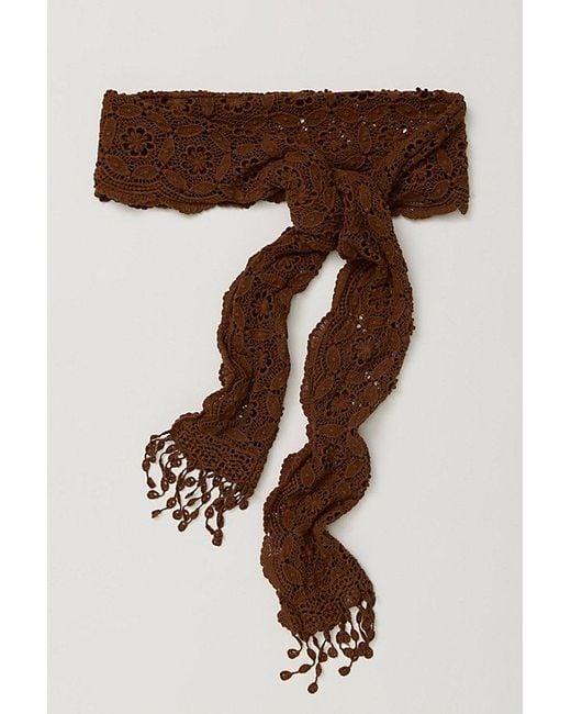 Free People Brown Cora Cutwork Wrap Belt