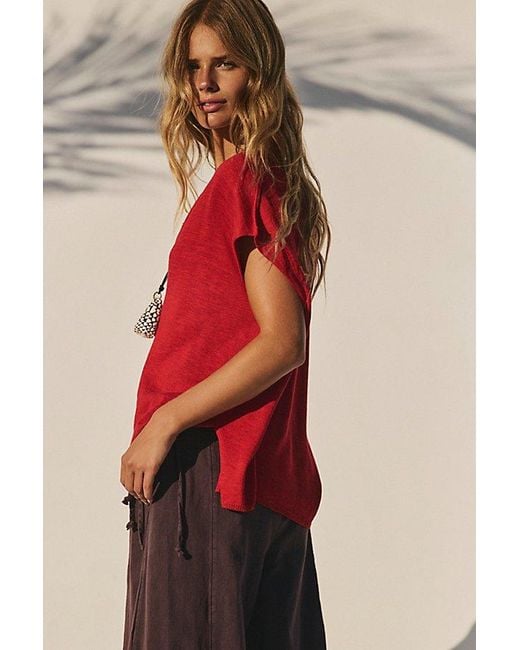 free-est Red Marina Del Sol Sweater Top By