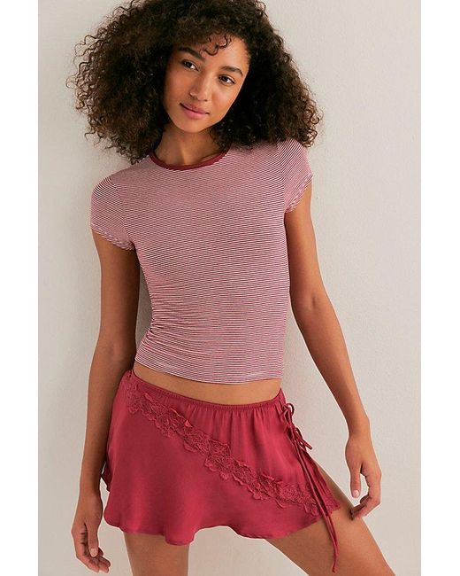 Intimately By Free People Red Soft Flutter Half Slip