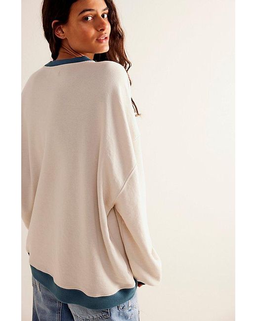 Free People Natural Classic Crew Colorblock Sweatshirt At In Tea Combo, Size: Small