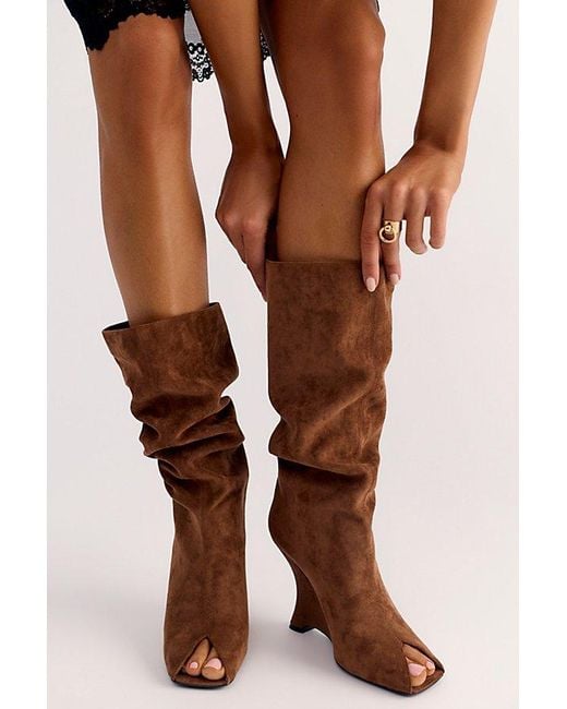 Free People Just A Peep Slouch Boots in Brown | Lyst