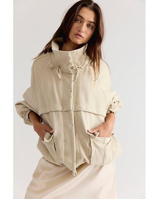 Free People Natural Jojo Washed Oversized Funnel-Neck Jacket