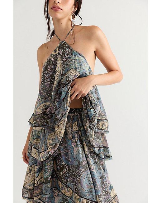 Free People Multicolor Trapeze Cotton Silk Maxi Skirt Set