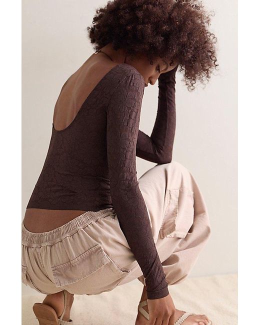Intimately By Free People Black Smooth Talking Lace Long Sleeve Top By