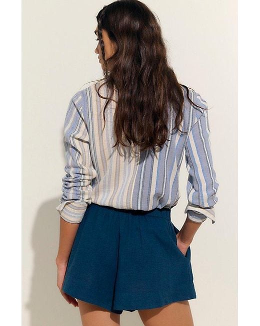 free-est Blue Jetty Linen Shorts By