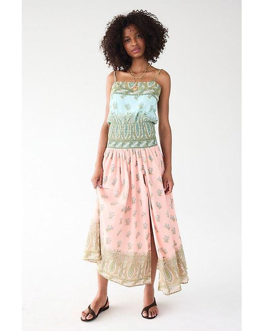 BOTEH Pink Lucent Drop-Waist Midi Dress