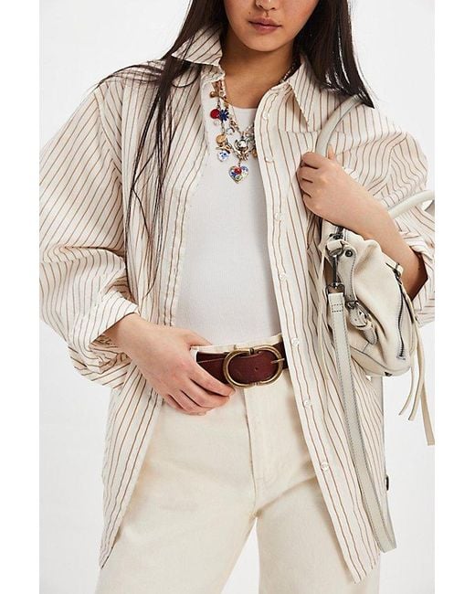 Free People Natural Sabine Striped Articulated Shirt