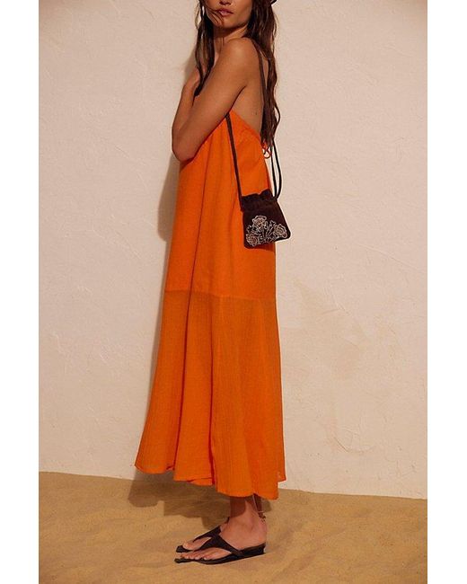free-est Orange Sabeen Tube Midi Dress By