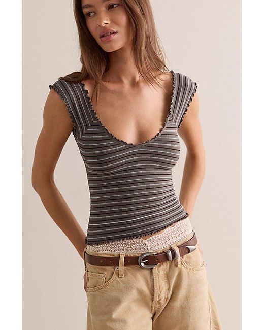 Intimately By Free People Gray Sunbeam Stripe Tee By