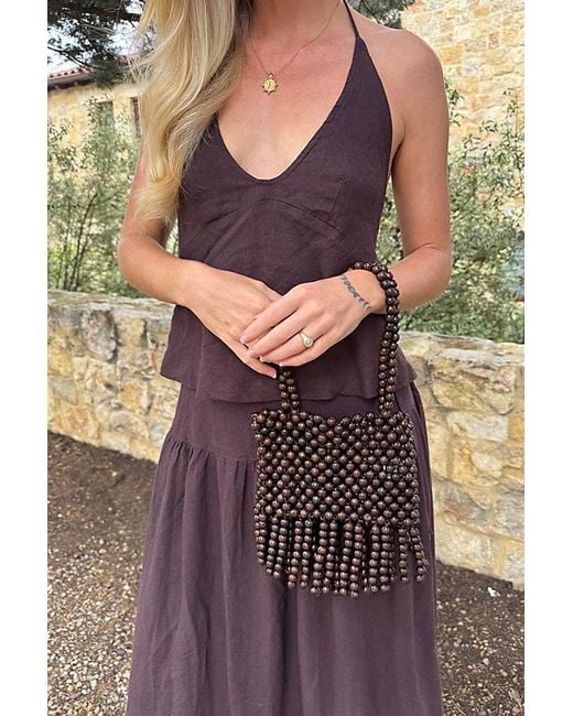 free-est Red Sandshell Linen Skirt Set By