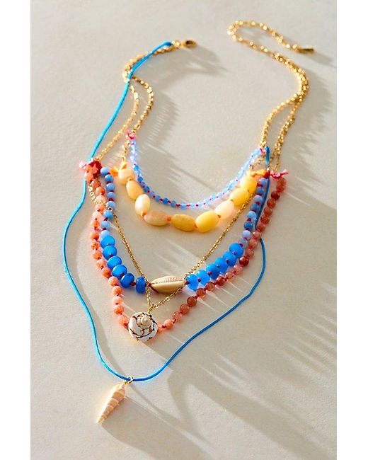 Free People Gray Hailee Semiprecious Layered Beaded Necklace