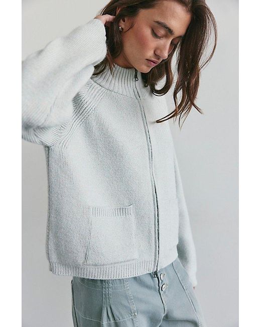 Free People Gray We The Free On It Zip-Up Cardigan