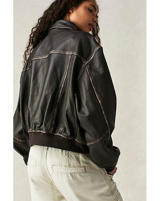 Free people 2025 black bomber jacket