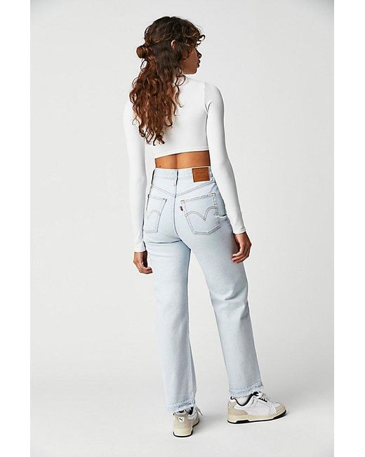 Levi's White Ribcage Straight Ankle Jeans