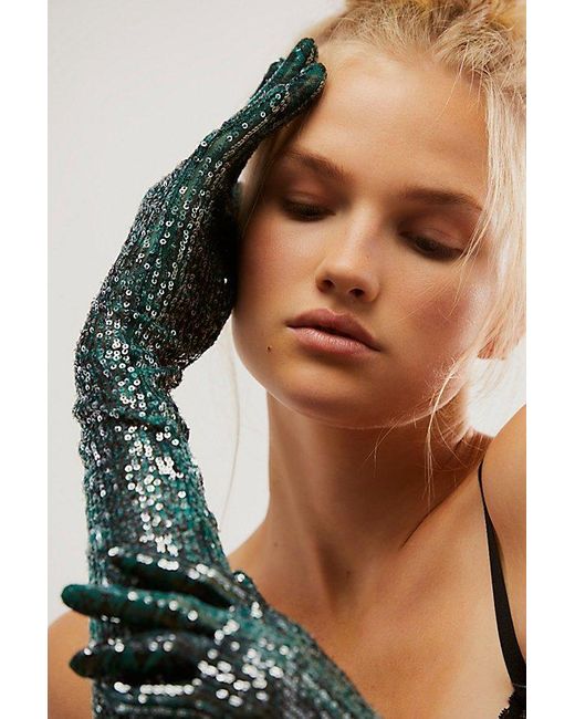 Anna Sui Multicolor Snakeskin Sequin Gloves