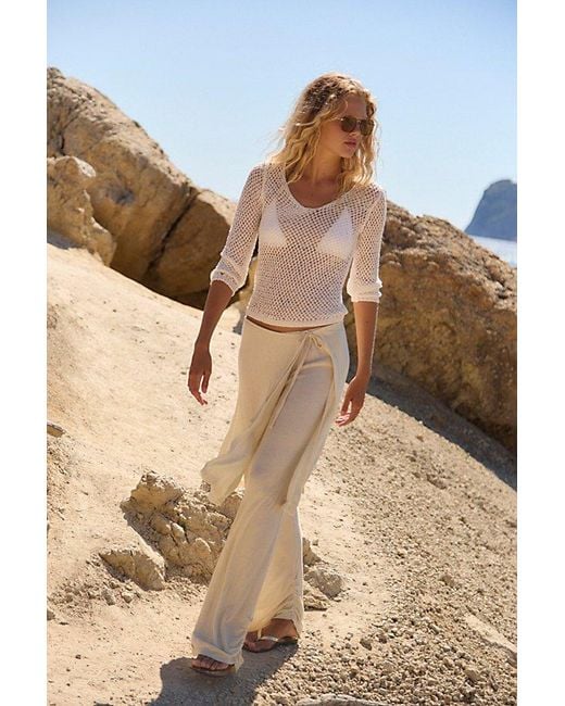 Free People Natural Gauzy Knit Skants Top By