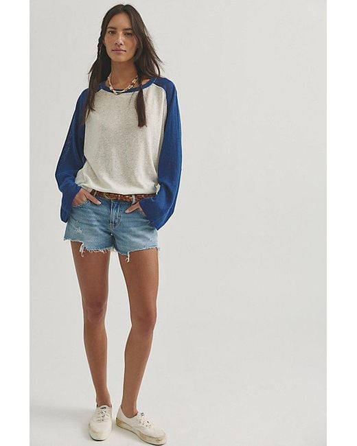 Free People Blue Go Team Fine Gauge Sweater