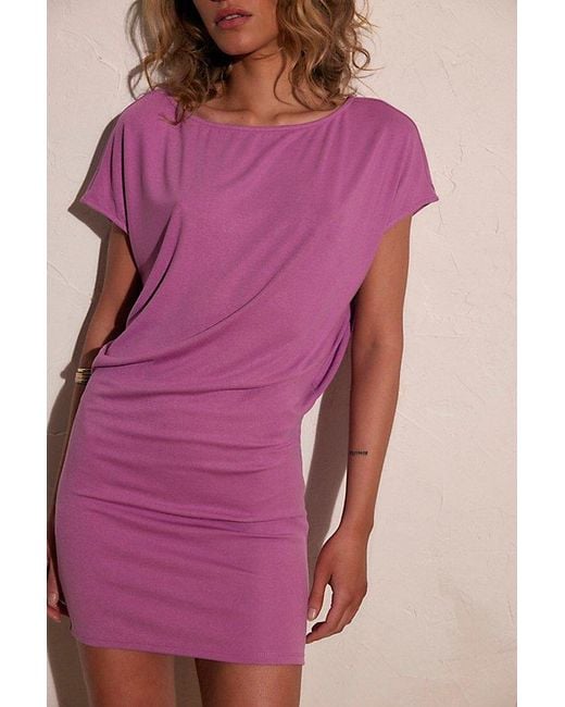 free-est Purple Good Feels Short-Sleeve Mini Dress By