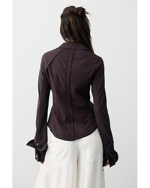 Free People Brown Happy Valley Button Down Shirt
