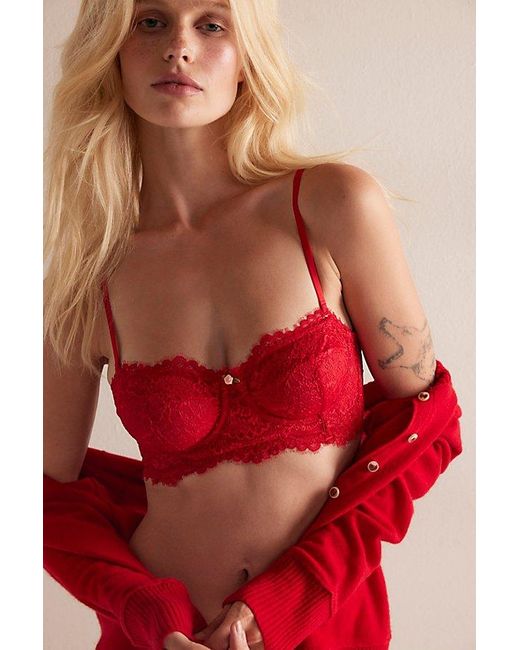 Intimately By Free People Red Sweet Escapes Balconette Underwire Bra By
