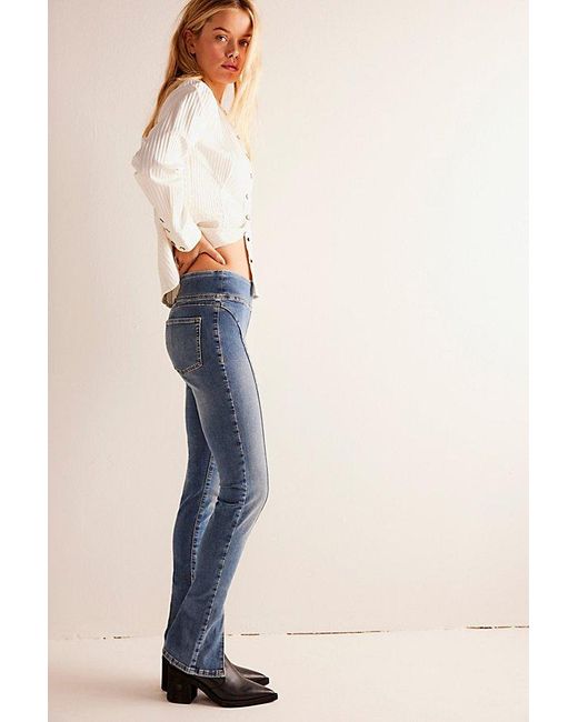Free People Double Dutch Pull-on Slit Skinny Jeans At Free People In Bluesette, Size: Xs