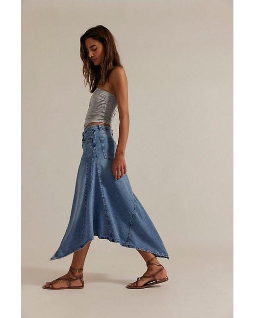Free People Blue Aquarius Maxi Skirt