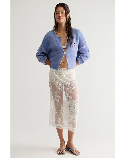 Free People Blue Ottilie Softspun Ribbed Knit Cardi