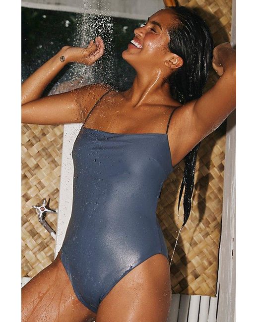 Ziah Black Fine Strap One-piece Swimsuit At Free People In Grey, Size: Us 6
