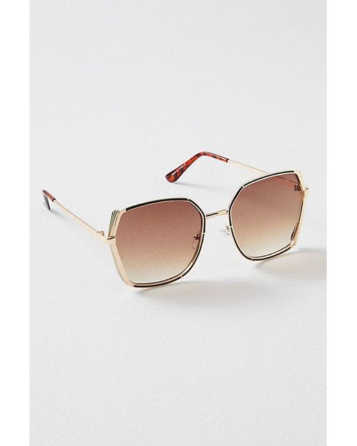 Free People Natural Batiste Oversized Round Sunnies