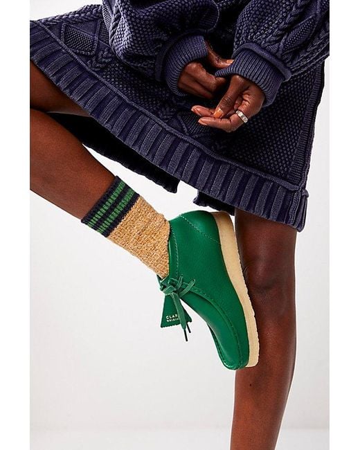 Clarks Wallabee Boots At Free People In Cactus Green Leather, Size: Us 6
