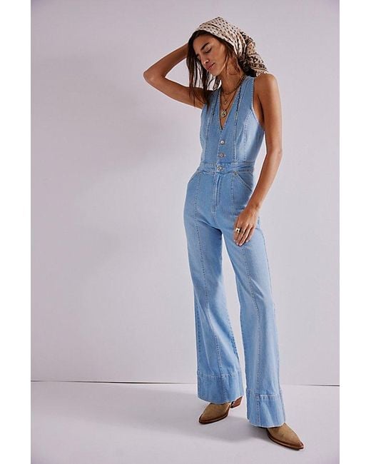 Free People Blue Stratus Jumpsuit