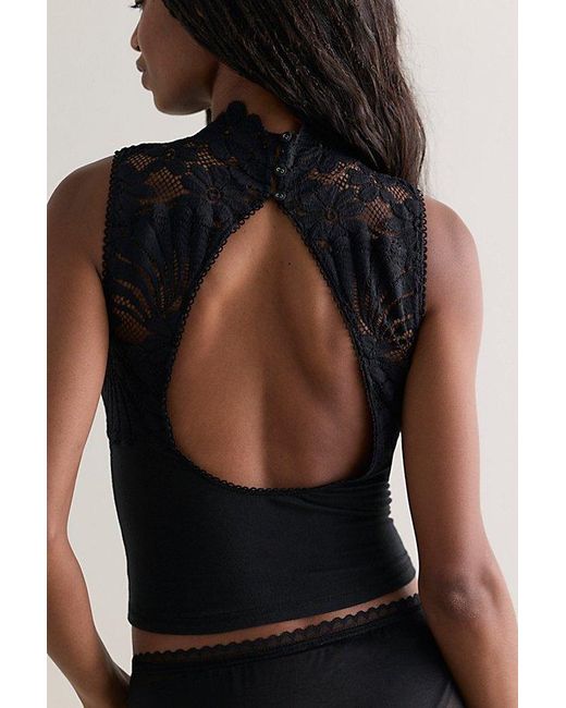 Intimately By Free People Black Petal Party Mock Neck Tank Top By