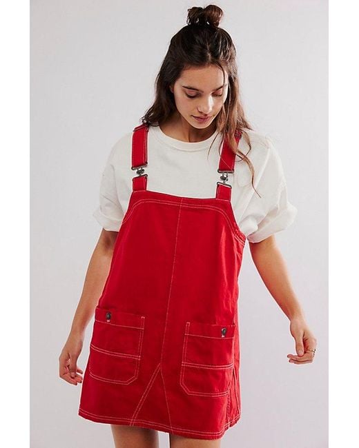 Free People Red We The Free Overall Smock Mini Top