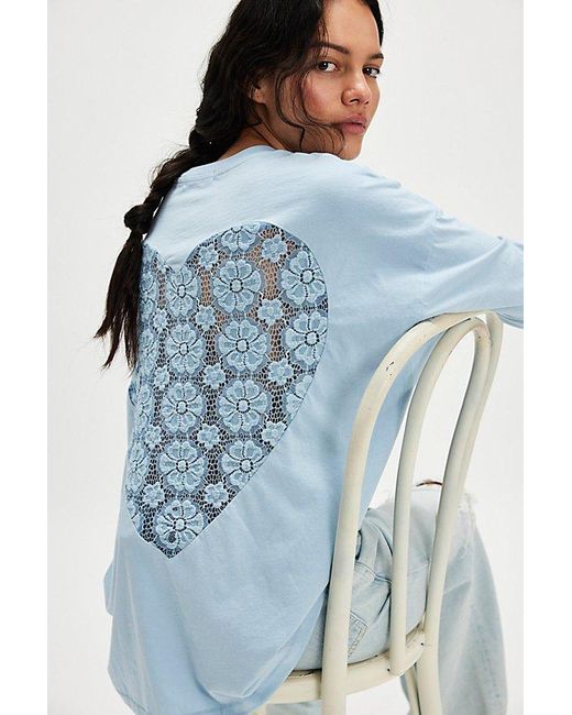 Daydreamer Blue Lace Heart Long-Sleeve Tee