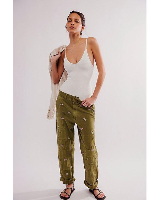 Free People Brown Patched Posy Trousers