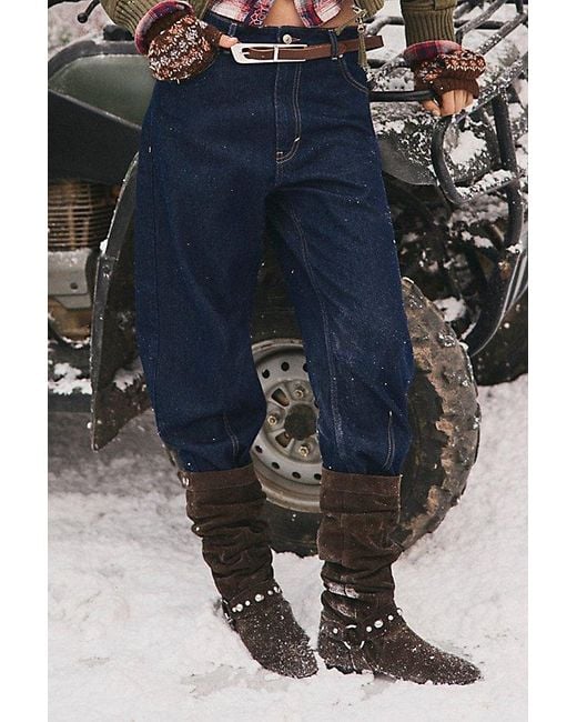 Free People Blue Half Moon Slouch Boots