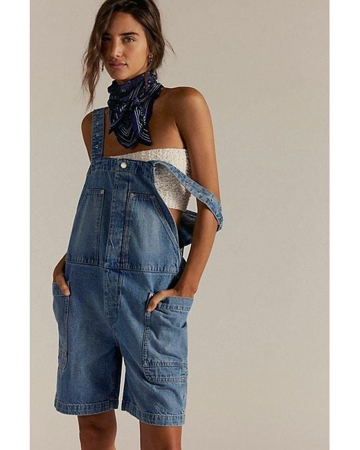 Free People Blue We The Free Set It Off Long Shortalls