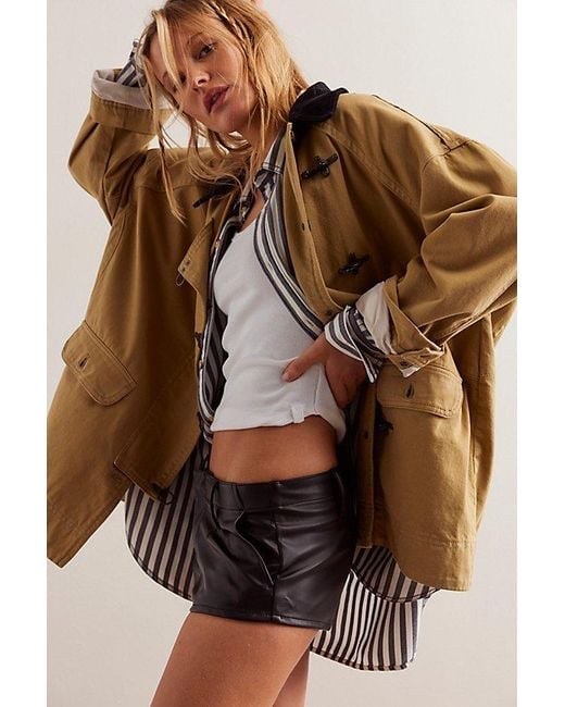 Free People Brown Alessia Vegan Micro Trouser Shorts