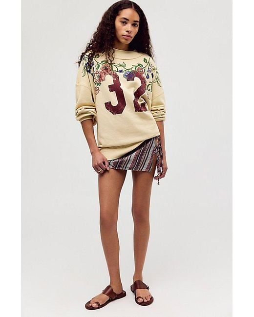 Free People Natural Palm Spring Turtleneck Graphic Pullover